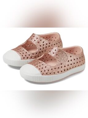 Native Shoes Kids Glitter Rose Gold Mary Jane Sneakers (C10)
